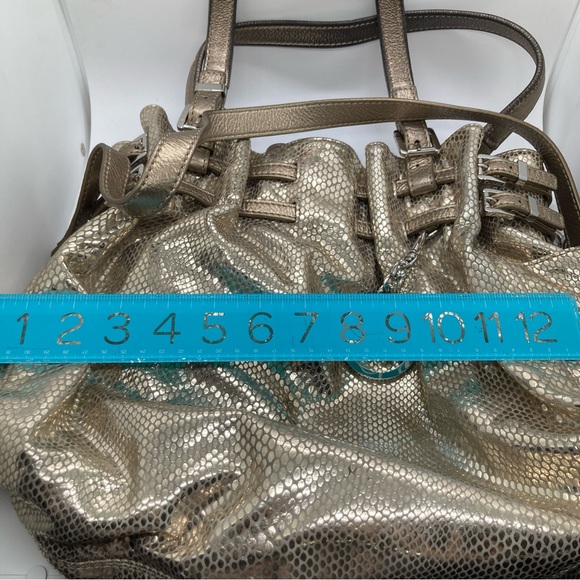 Michael Kors Edie Gold Snakeskin Print Hobo Shoulder Handbag - Picture 4 of 12